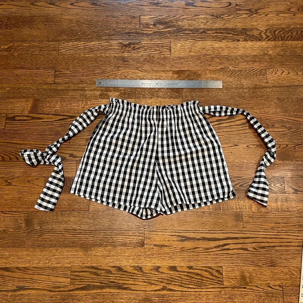 Joie High Waist Gingham Shorts - Black and White